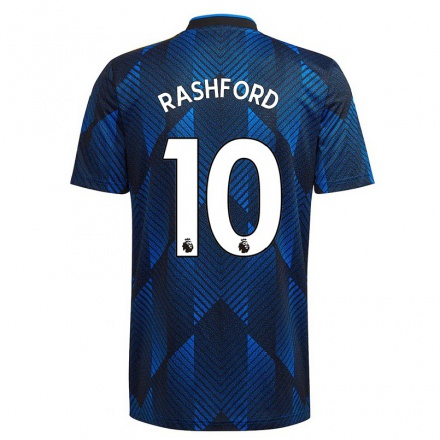 Lapset Jalkapallo Marcus Rashford #10 Tummansininen 3. Paita 2021/22 Lyhythihainen Paita T-paita