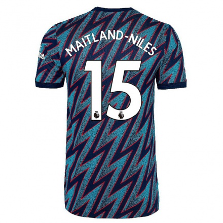 Lapset Jalkapallo Ainsley Maitland-Niles #15 Sininen Musta 3. Paita 2021/22 Lyhythihainen Paita T-paita