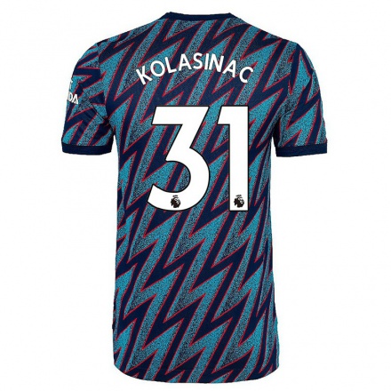 Lapset Jalkapallo Sead Kolasinac #31 Sininen Musta 3. Paita 2021/22 Lyhythihainen Paita T-paita