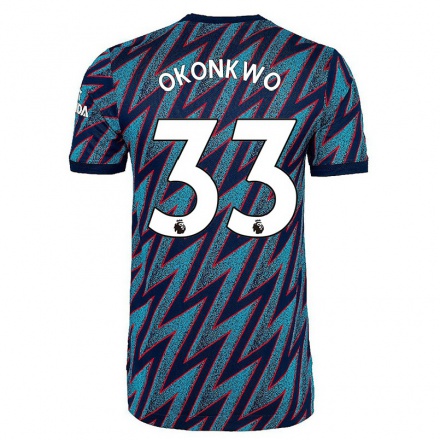 Lapset Jalkapallo Arthur Okonkwo #33 Sininen Musta 3. Paita 2021/22 Lyhythihainen Paita T-paita