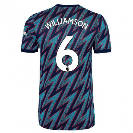 Lapset Jalkapallo Leah Williamson #6 Sininen Musta 3. Paita 2021/22 Lyhythihainen Paita T-paita