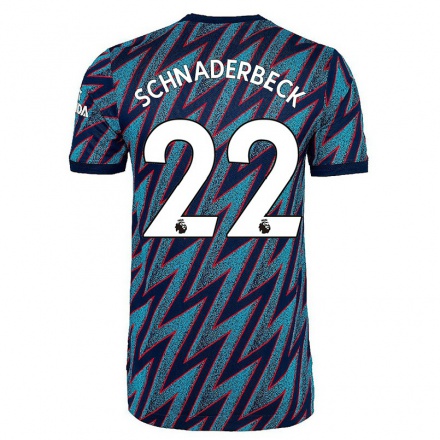 Lapset Jalkapallo Viktoria Schnaderbeck #22 Sininen Musta 3. Paita 2021/22 Lyhythihainen Paita T-paita