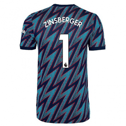 Lapset Jalkapallo Manuela Zinsberger #1 Sininen Musta 3. Paita 2021/22 Lyhythihainen Paita T-paita
