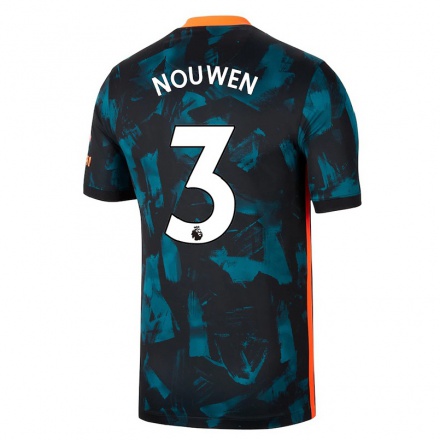 Lapset Jalkapallo Aniek Nouwen #3 Tummansininen 3. Paita 2021/22 Lyhythihainen Paita T-paita