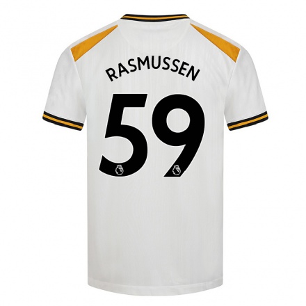 Lapset Jalkapallo Oskar Buur #59 Valkoinen Keltainen 3. Paita 2021/22 Lyhythihainen Paita T-paita