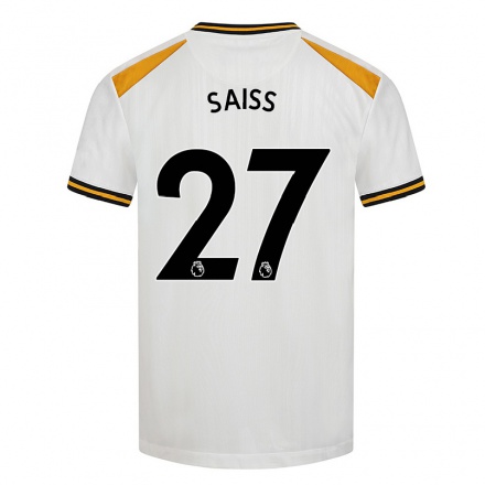 Lapset Jalkapallo Romain Saiss #27 Valkoinen Keltainen 3. Paita 2021/22 Lyhythihainen Paita T-paita