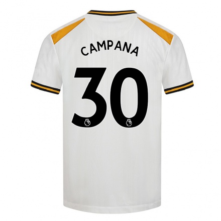 Lapset Jalkapallo Leonardo Campana #30 Valkoinen Keltainen 3. Paita 2021/22 Lyhythihainen Paita T-paita