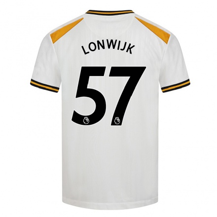 Lapset Jalkapallo Nigel Lonwijk #57 Valkoinen Keltainen 3. Paita 2021/22 Lyhythihainen Paita T-paita