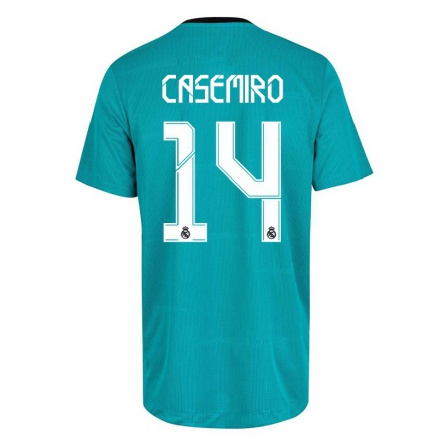 Lapset Jalkapallo Casemiro #14 Vaaleanvihreä 3. Paita 2021/22 Lyhythihainen Paita T-paita