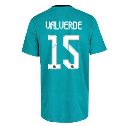 Lapset Jalkapallo Fede Valverde #15 Vaaleanvihreä 3. Paita 2021/22 Lyhythihainen Paita T-paita