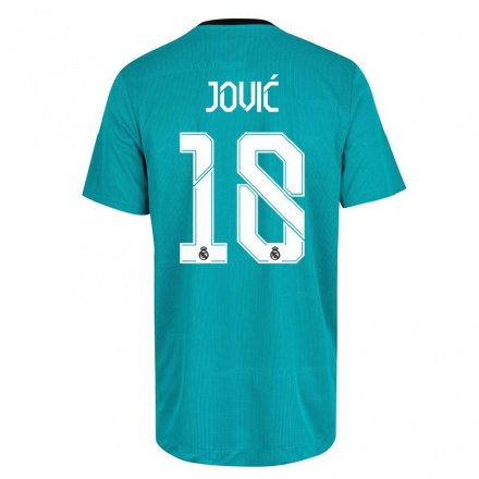Lapset Jalkapallo Luka Jovic #18 Vaaleanvihreä 3. Paita 2021/22 Lyhythihainen Paita T-paita