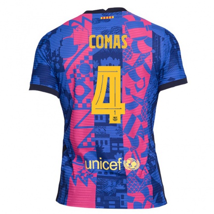 Lapset Jalkapallo Arnau Comas #4 Sininen Ruusu 3. Paita 2021/22 Lyhythihainen Paita T-paita