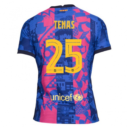 Lapset Jalkapallo Arnau Tenas #25 Sininen Ruusu 3. Paita 2021/22 Lyhythihainen Paita T-paita