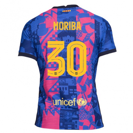 Lapset Jalkapallo Ilaix Moriba #30 Sininen Ruusu 3. Paita 2021/22 Lyhythihainen Paita T-paita