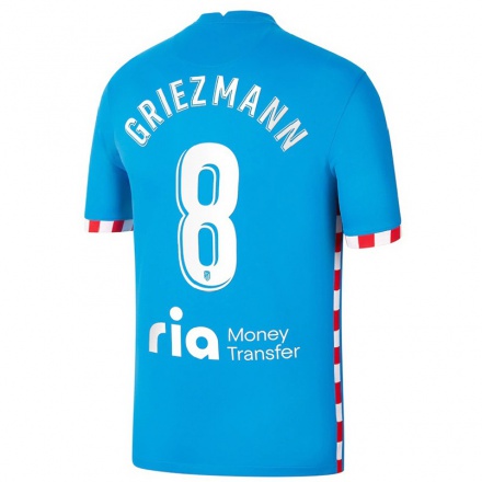 Lapset Jalkapallo Antoine Griezmann #8 Sininen 3. Paita 2021/22 Lyhythihainen Paita T-paita