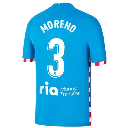 Lapset Jalkapallo Marco Moreno #3 Sininen 3. Paita 2021/22 Lyhythihainen Paita T-paita