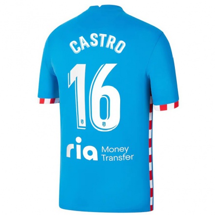 Lapset Jalkapallo Oscar Castro #16 Sininen 3. Paita 2021/22 Lyhythihainen Paita T-paita