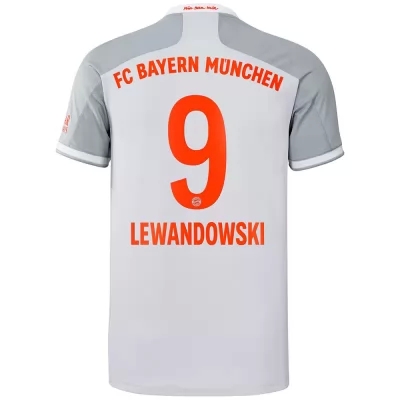 Lapset Jalkapallo Robert Lewandowski #9 Vieraspaita Harmaa Pelipaita 2020/21 Lyhythihainen Paita