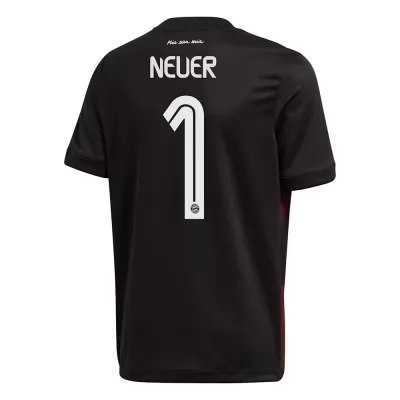 Lapset Jalkapallo Manuel Neuer #1 3. Paita Musta Pelipaita 2020/21 Lyhythihainen Paita