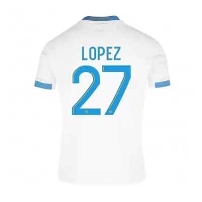 Lapset Jalkapallo Maxime Lopez #27 Kotipaita Valkoinen Sininen Pelipaita 2020/21 Lyhythihainen Paita