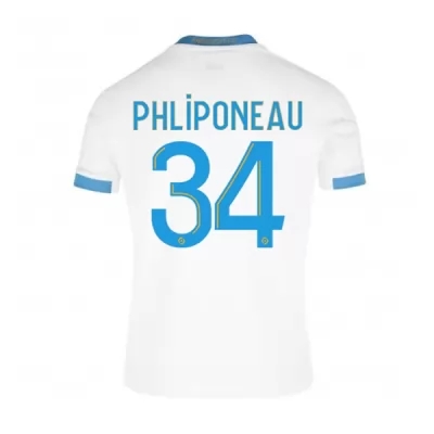 Lapset Jalkapallo Alexandre Phliponeau #34 Kotipaita Valkoinen Sininen Pelipaita 2020/21 Lyhythihainen Paita
