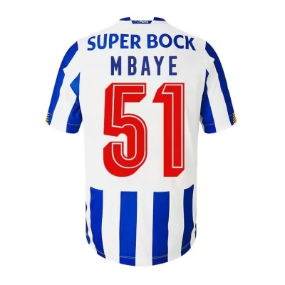 Lapset Jalkapallo Mouhamed Mbaye #51 Kotipaita Valkoinen Sininen Pelipaita 2020/21 Lyhythihainen Paita