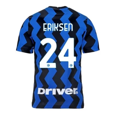 Lapset Jalkapallo Christian Eriksen #24 Kotipaita Sininen Musta Pelipaita 2020/21 Lyhythihainen Paita