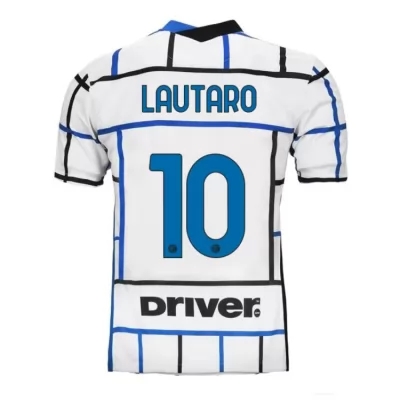 Lapset Jalkapallo Lautaro Martinez #10 Vieraspaita Valkoinen Sininen Pelipaita 2020/21 Lyhythihainen Paita