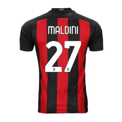 Lapset Jalkapallo Daniel Maldini #27 Kotipaita Punainen Musta Pelipaita 2020/21 Lyhythihainen Paita