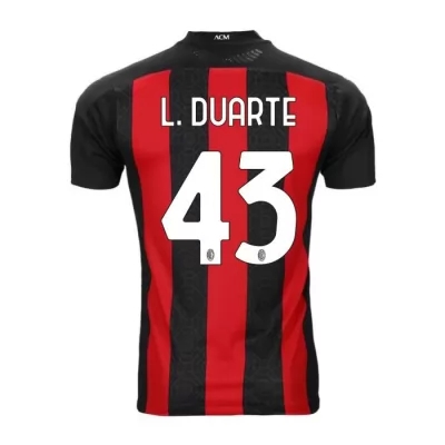 Lapset Jalkapallo Leo Duarte #43 Kotipaita Punainen Musta Pelipaita 2020/21 Lyhythihainen Paita