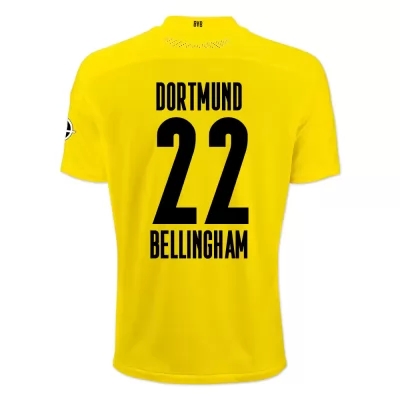 Lapset Jalkapallo Jude Bellingham #22 Kotipaita Keltainen Musta Pelipaita 2020/21 Lyhythihainen Paita