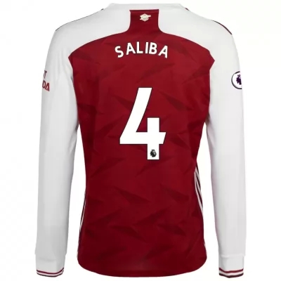 Lapset Jalkapallo William Saliba #4 Kotipaita Valkoinen Punainen Pelipaita 2020/21 Lyhythihainen Paita