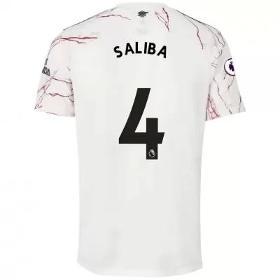 Lapset Jalkapallo William Saliba #4 Vieraspaita Valkoinen Pelipaita 2020/21 Lyhythihainen Paita