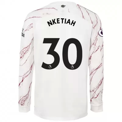 Lapset Jalkapallo Eddie Nketiah #30 Vieraspaita Valkoinen Pelipaita 2020/21 Lyhythihainen Paita