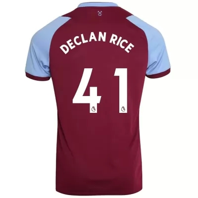 Lapset Jalkapallo Declan Rice #41 Kotipaita Viininpunainen Pelipaita 2020/21 Lyhythihainen Paita