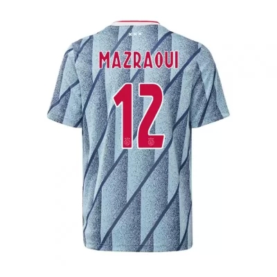 Lapset Jalkapallo Noussair Mazraoui #12 Vieraspaita Sininen Pelipaita 2020/21 Lyhythihainen Paita