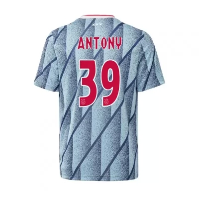 Lapset Jalkapallo Antony #39 Vieraspaita Sininen Pelipaita 2020/21 Lyhythihainen Paita