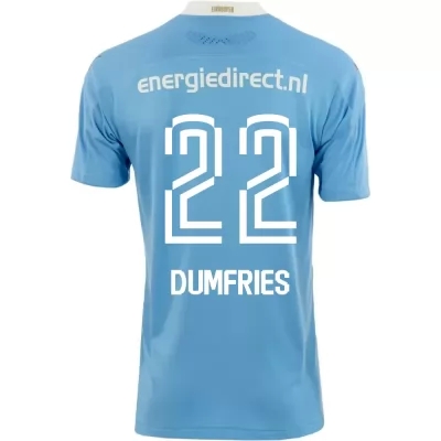Lapset Jalkapallo Denzel Dumfries #22 Vieraspaita Sininen Pelipaita 2020/21 Lyhythihainen Paita