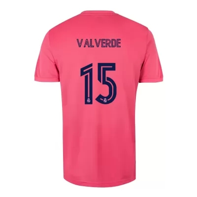 Lapset Jalkapallo Federico Valverde #15 Vieraspaita Vaaleanpunainen Pelipaita 2020/21 Lyhythihainen Paita