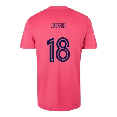 Lapset Jalkapallo Luka Jovic #18 Vieraspaita Vaaleanpunainen Pelipaita 2020/21 Lyhythihainen Paita