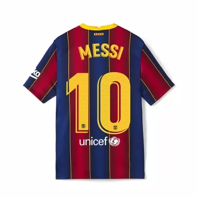 Lapset Jalkapallo Lionel Messi #10 Kotipaita Punainen Sininen Pelipaita 2020/21 Lyhythihainen Paita