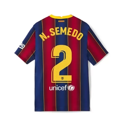 Lapset Jalkapallo Nelson Semedo #2 Kotipaita Punainen Sininen Pelipaita 2020/21 Lyhythihainen Paita