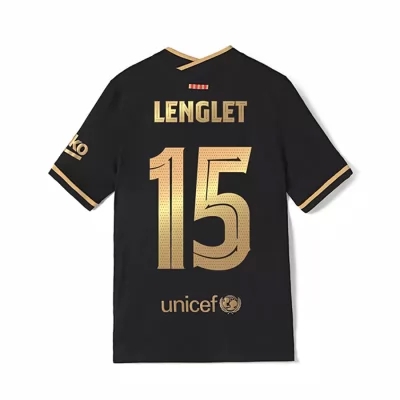 Lapset Jalkapallo Clement Lenglet #15 Vieraspaita Musta Pelipaita 2020/21 Lyhythihainen Paita
