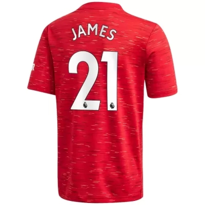 Lapset Jalkapallo Daniel James #21 Kotipaita Punainen Pelipaita 2020/21 Lyhythihainen Paita