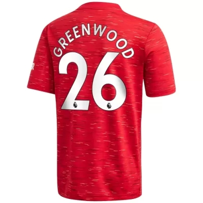 Lapset Jalkapallo Mason Greenwood #26 Kotipaita Punainen Pelipaita 2020/21 Lyhythihainen Paita