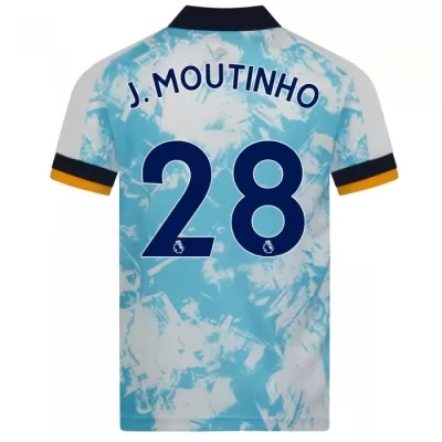 Lapset Jalkapallo Joao Moutinho #28 Vieraspaita Valkoinen Sininen Pelipaita 2020/21 Lyhythihainen Paita