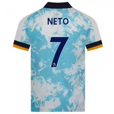Lapset Jalkapallo Pedro Neto #7 Vieraspaita Valkoinen Sininen Pelipaita 2020/21 Lyhythihainen Paita
