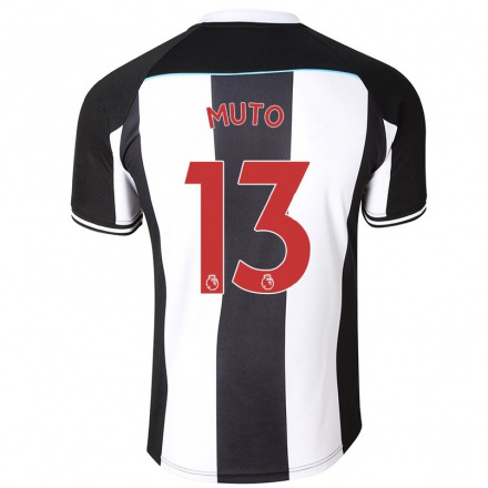 Miesten Jalkapallo Yoshinori Muto #13 Valkoinen Musta Kotipaita 2021/22 Lyhythihainen Paita T-paita