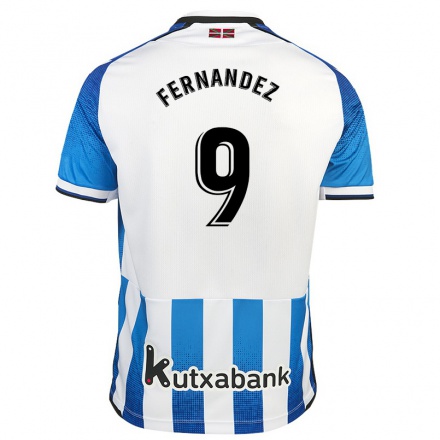 Miesten Jalkapallo Carlos Fernandez #9 Valkoinen Sininen Kotipaita 2021/22 Lyhythihainen Paita T-paita