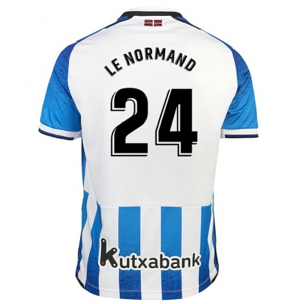 Miesten Jalkapallo Robin Le Normand #24 Valkoinen Sininen Kotipaita 2021/22 Lyhythihainen Paita T-paita